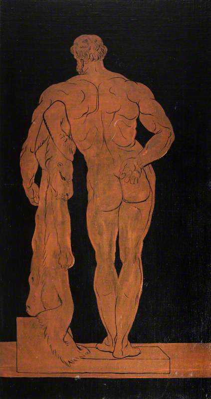 Set of Allegorical Painted Panels: The Farnese Hercules Seen from Behind, 1800, Pierre-François Hugues d'Hancarville