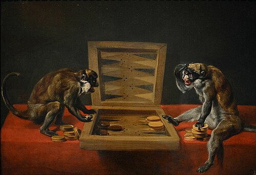 Monkeys at Backgammon, 1650, Frans Snyders