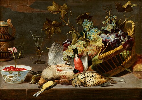Still Life with Birds and a Basket of Grapes, 1612, Frans Snyders