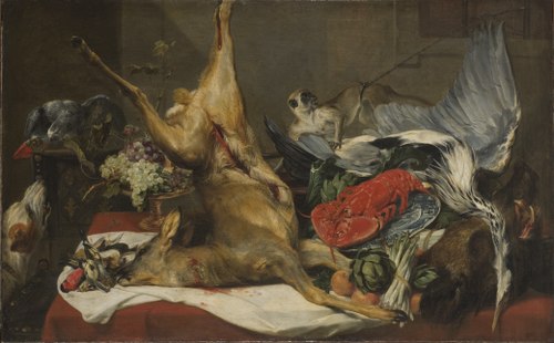 Still Life with Dead Game, a Monkey, a Parrot, and a Dog, , Frans Snyders