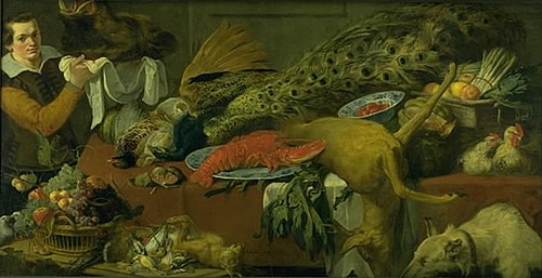 Køkkenstykke med en køkkenkarl, 1617, Frans Snyders