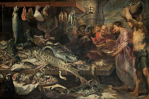 Fish market (Tribute Money?), 1621, Frans Snyders