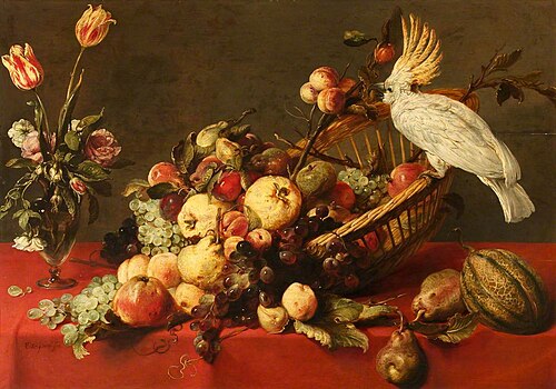 A Still Life with Fruit and a Cockatoo, 1624, Frans Snyders