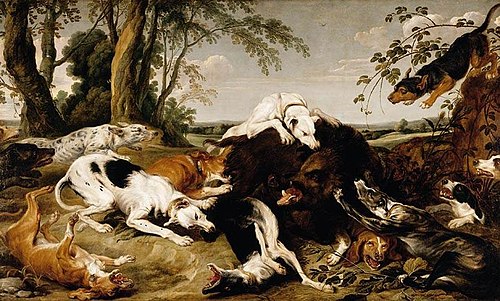 Hounds Bringing down a Boar, 1657, Frans Snyders