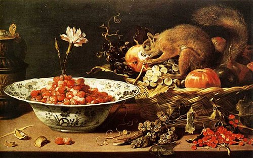 Fruits, Carnation and Squirrel, 1611, Frans Snyders