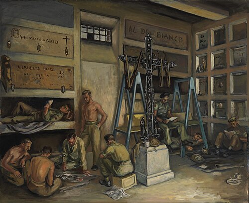 PUTTING A LINE THROUGH TO HEADQUARTERS, 1945, Bruno Bobak