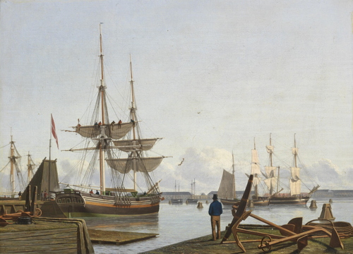 View of the port of Copenhagen, 1833, Julius Prömmel