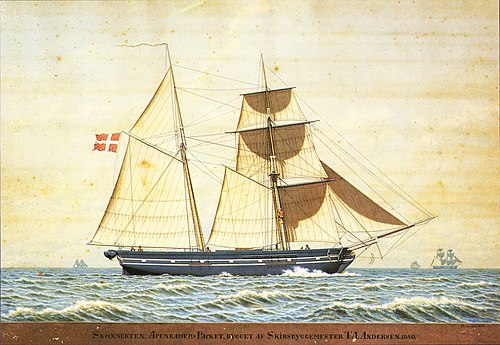 The schooner "Apenrader Paket", 1840, Julius Prömmel