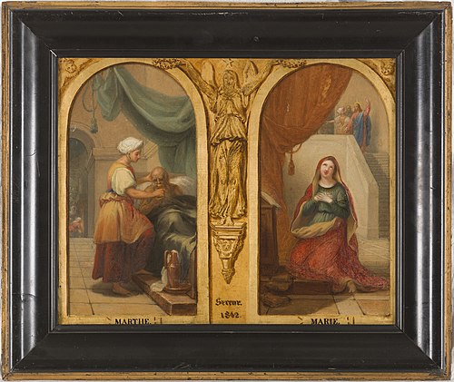 Esquisse pour l'église Sainte-Elisabeth : Marthe et Marie, 1842, Henri Serrur