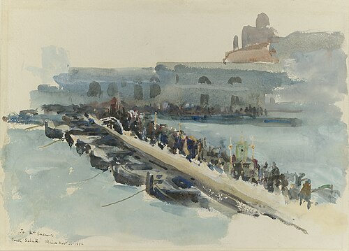 A Bridge of Boats, Venice, 1892, Francis Edward James