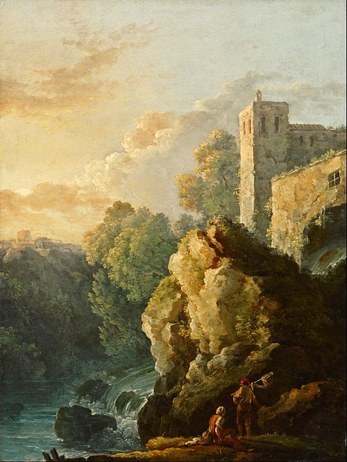 Castle and Waterfall, 1750, Carlo Bonavia