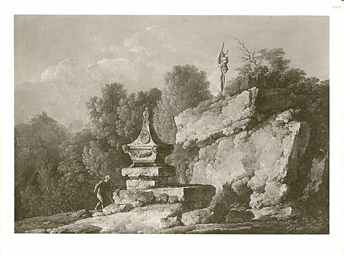landscape with roman monument, 1771, Carlo Bonavia