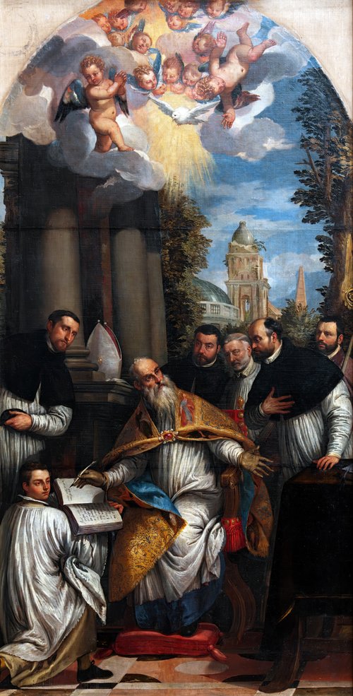 Saint Augustin dicte ses "Règles" aux chanoines de Latran, , Carlo Caliari
