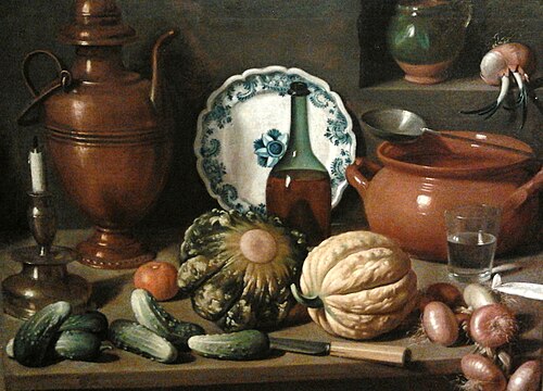 Nature morte avec une cruche de cuivre., 1701, Carlo Magini