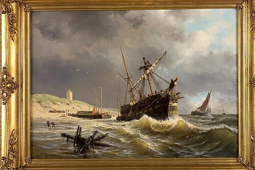 A stranded barque ship, 1858, George Lourens Kiers