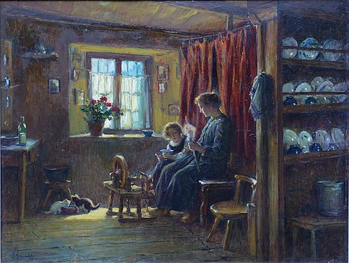 Interior in Champoluc, 1925, Cesare Saccaggi