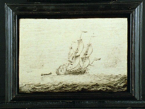 Driemast-galjoot in volle zee, 1687, Adriaen van Salm