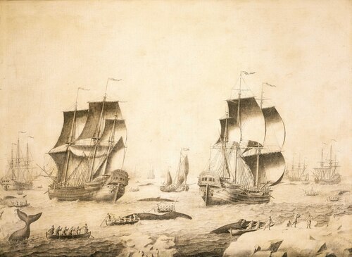 Whalers in the ice, 1650, Adriaen van Salm