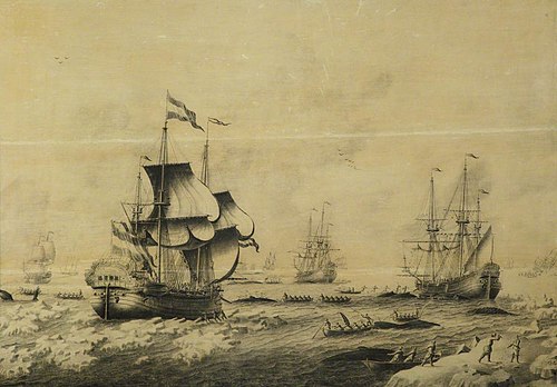 Dutch whaling fleet in the ice, , Adriaen van Salm