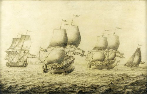 A Fleet of Whalers, 1650, Adriaen van Salm