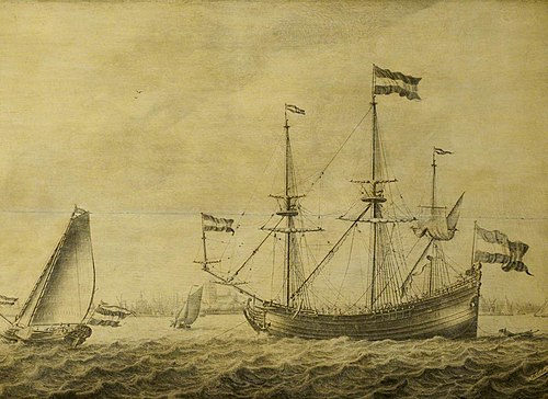 A Dutch flute and other vessels off Rotterdam, , Adriaen van Salm