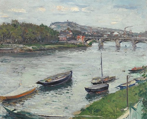 La Berge et le Pont D'argenteuil, 1882, Gustave Caillebotte