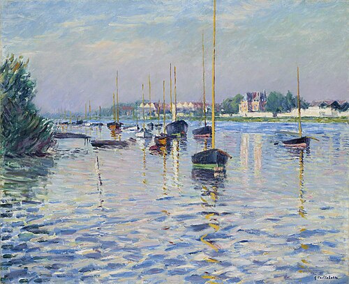 Bateaux au mouillage sur la Seine à Argenteuil, 1892, Gustave Caillebotte