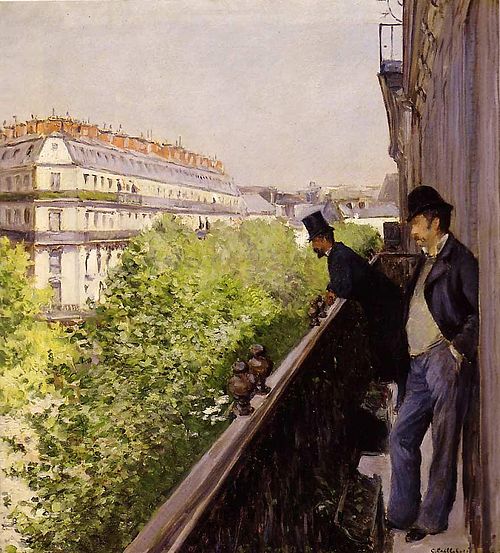 Balcony, Boulevard Haussmann, 1880, Gustave Caillebotte