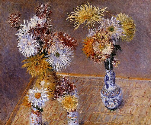 Quatre vases de chrysanthèmes, , Gustave Caillebotte