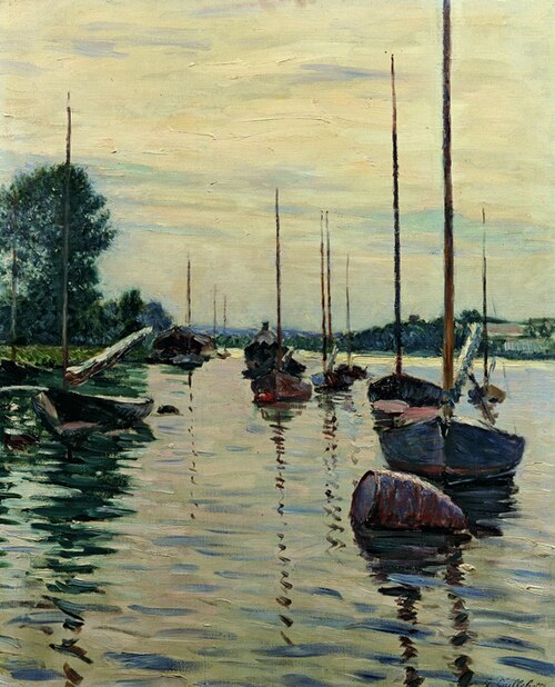 Bateaux amarrés sur la Seine, 1892, Gustave Caillebotte