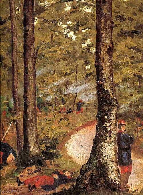 Militaires dans un bois, Yerres, 1879, Gustave Caillebotte