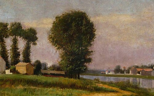 La berge du Petit Gennevilliers et la Seine, 1892, Gustave Caillebotte