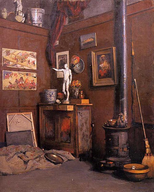 Intérieur d'atelier au poêle, 1873, Gustave Caillebotte
