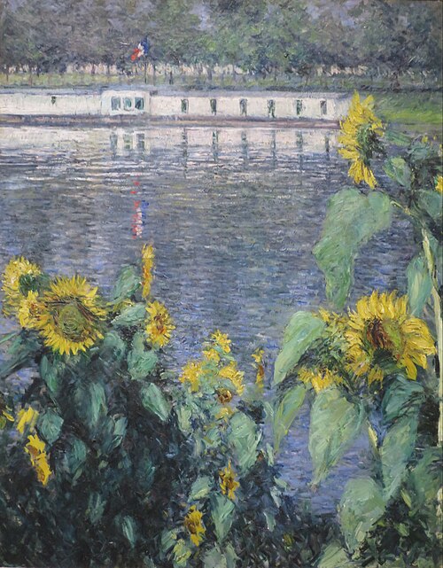 Sunflowers along the Seine, 1885, Gustave Caillebotte