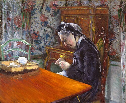 Mademoiselle Boissière Knitting, 1877, Gustave Caillebotte