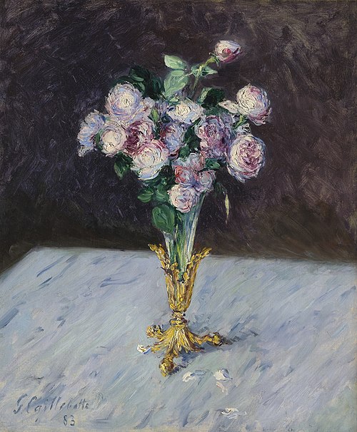 Bouquet de roses dans un vase de cristal, 1883, Gustave Caillebotte