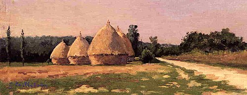 Paysage aux meules de paille, 1874, Gustave Caillebotte