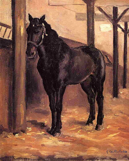 Cheval bai-brun a l'écurie, , Gustave Caillebotte