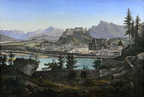 Salzburg vom Kapuzinerberg, um 1830, 1830, Anton Reiffenstuhl