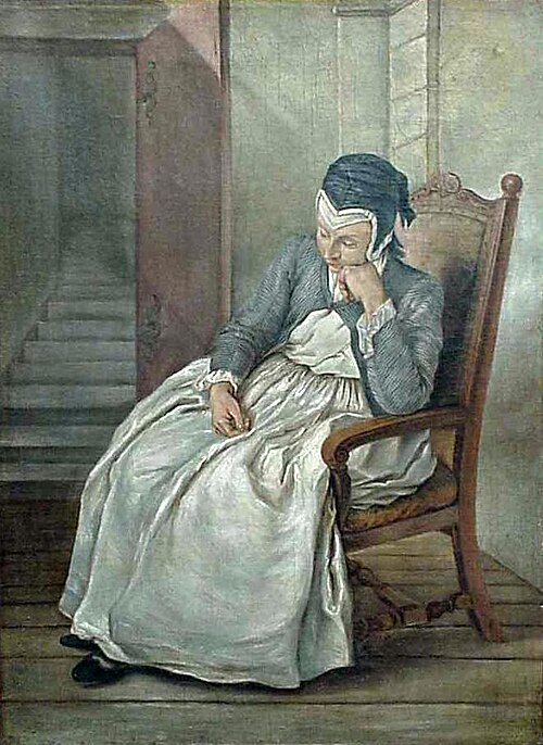 Woman in an armchair., 1750, Charles-François Hutin