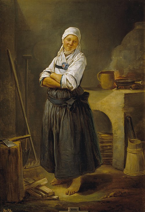 Villageoise saxonne dans une cuisine, 1756, Charles-François Hutin