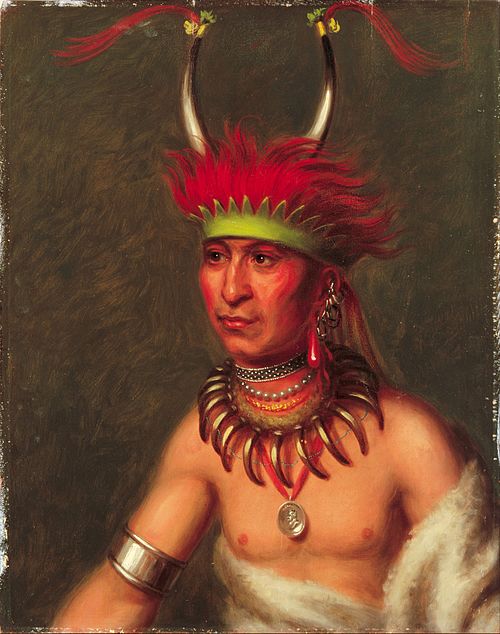 Monchousia (White Plume), Kansa, 1822, Charles Bird King