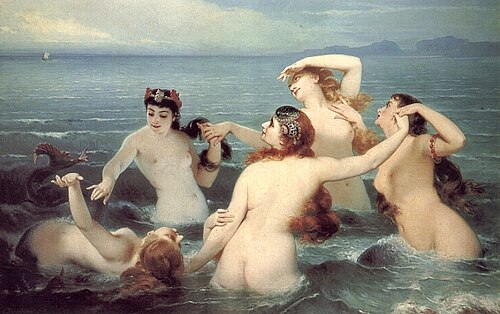 Mermaids Frolicking in the Sea, 1883, Charles-Édouard Boutibonne