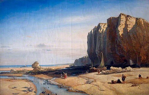 Rocky Coast with Figures and Boats, 1855, Paul Clays