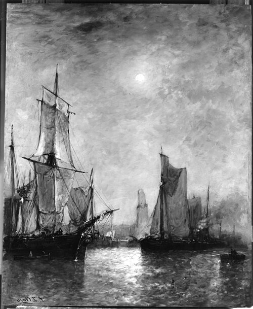 Moonlight In Holland, 1850, Paul Clays