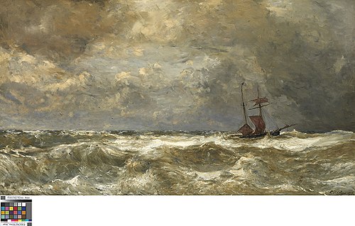 Woelige zee, 1875, Paul Clays