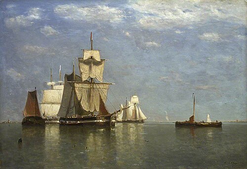 Ships lying off Flushing, 1869, Paul Clays