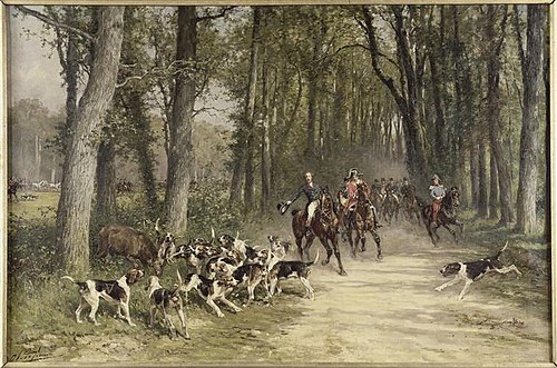 Le duc d'Orléans chassant à courre au Bosquet de Sylvie en 1841, 1886, Charles Olivier de Penne
