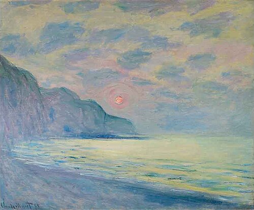 Soleil couchant, temps brumeux, Pourville, 1882, Claude Monet