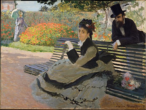 Camille Monet sur un banc de jardin, 1873, Claude Monet